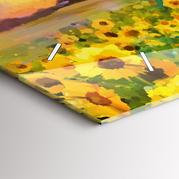 Zegar szklany poziomy Pole Słoneczników