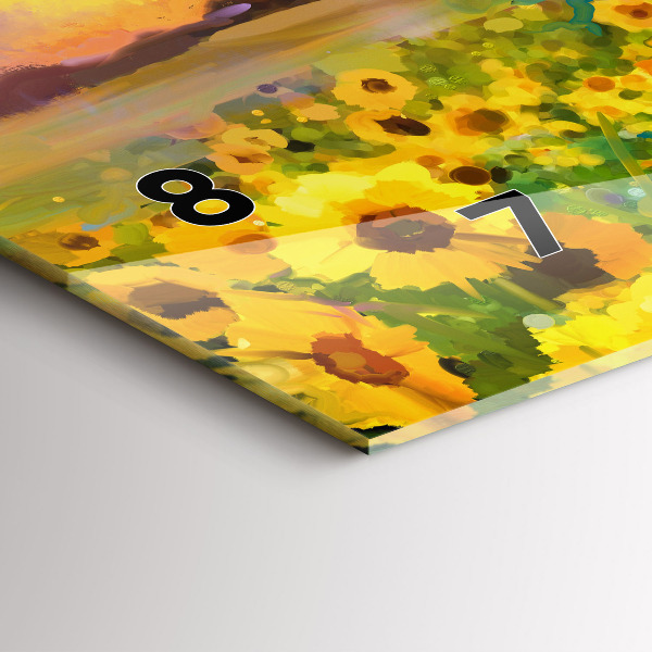 Zegar szklany poziomy Pole Słoneczników