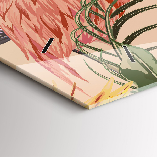 Zegar szklany poziomy Tropikalne liście palmowe