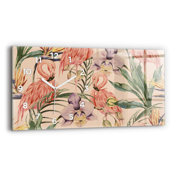 Zegar szklany poziomy Tropikalne liście palmowe