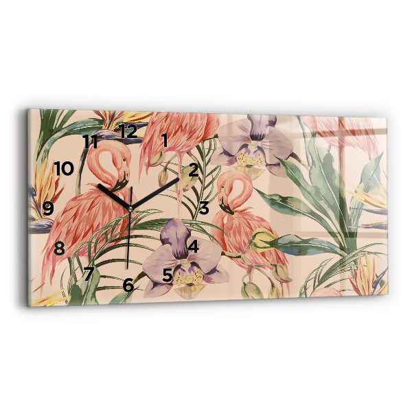 Zegar szklany poziomy Tropikalne liście palmowe