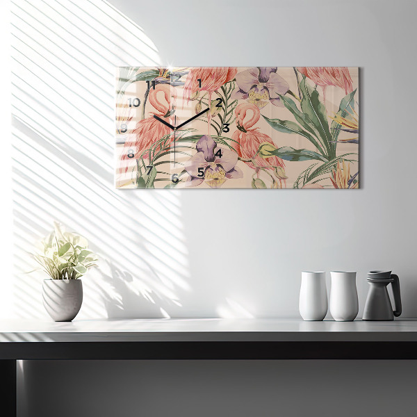 Zegar szklany poziomy Tropikalne liście palmowe