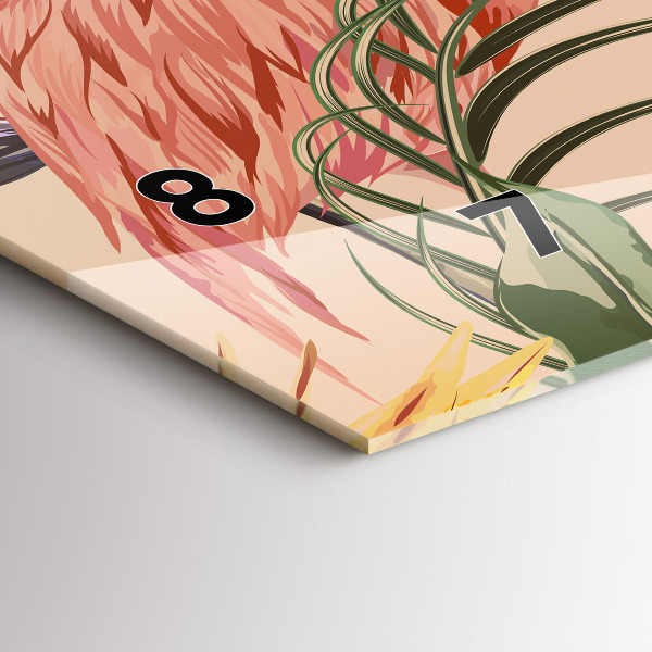 Zegar szklany poziomy Tropikalne liście palmowe