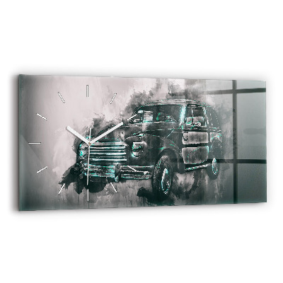 Zegar ścienny poziomy Oldschoolowy Samochód