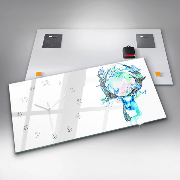 Zegar ścienny poziomy Ilustracja jelenia