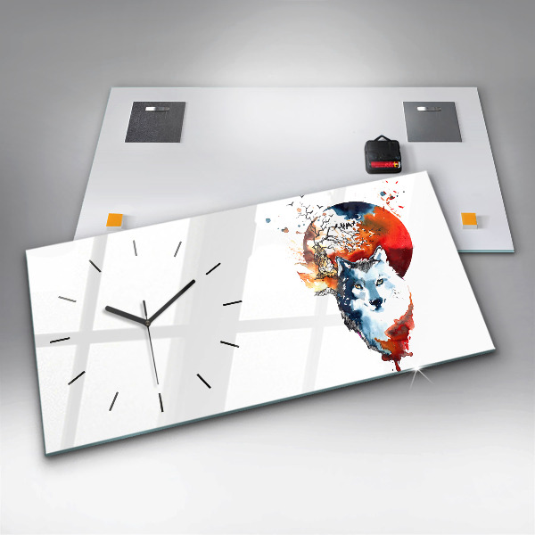 Zegar ścienny poziomy Wilkołak Pełnia i Luna