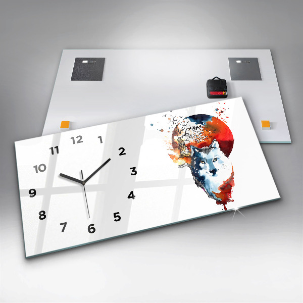 Zegar ścienny poziomy Wilkołak Pełnia i Luna