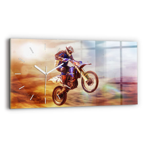 Zegar ścienny poziomy Motocross Enduro