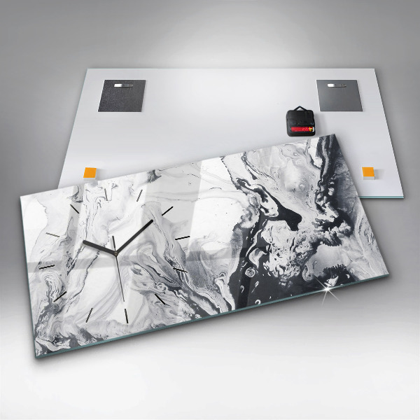 Zegar ścienny poziomy Abstrakcja Tusz Marmur