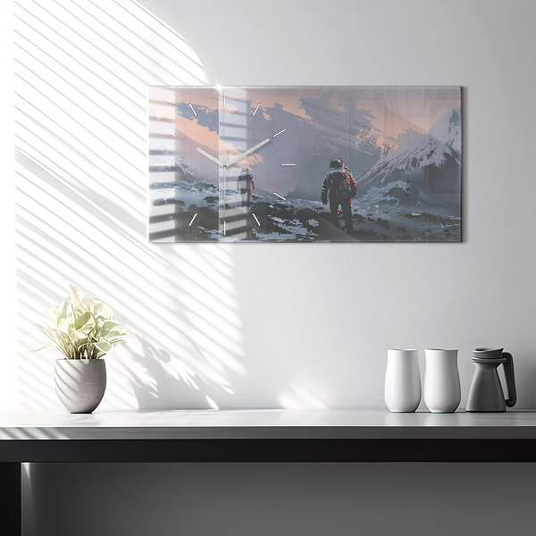 Zegar ścienny poziomy Astronauci Mleczna Droga