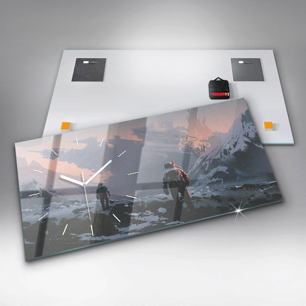 Zegar ścienny poziomy Astronauci Mleczna Droga