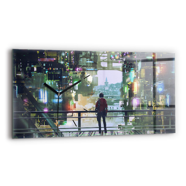 Zegar szklany poziomy Cyber Punk