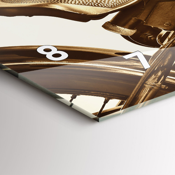 Zegar szklany poziomy Sepia motocykla Vintage