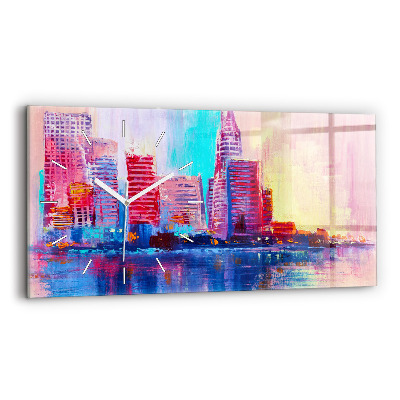 Zegar szklany poziomy Abstrakcja drapaczy chmur