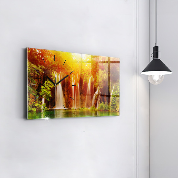 Zegar szklany poziomy Widok na wodospad