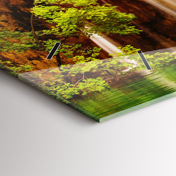 Zegar szklany poziomy Widok na wodospad