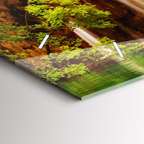 Zegar szklany poziomy Widok na wodospad