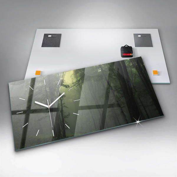 Zegar ścienny poziomy Mglisty las o poranku