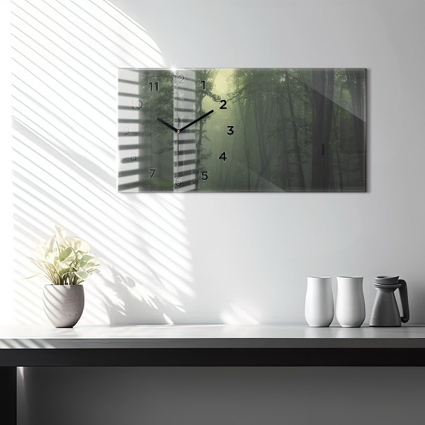 Zegar ścienny poziomy Mglisty las o poranku