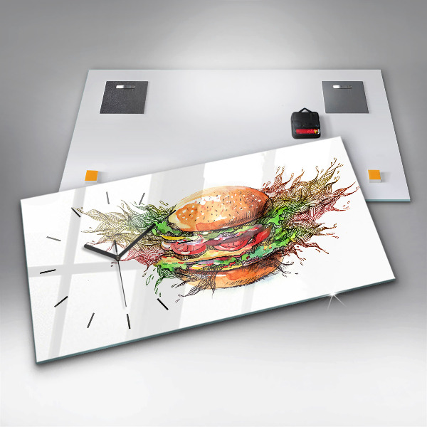 Zegar ścienny poziomy Burger z serem XXL