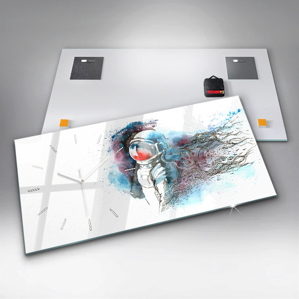 Zegar ścienny poziomy Abstrakcja astronauta
