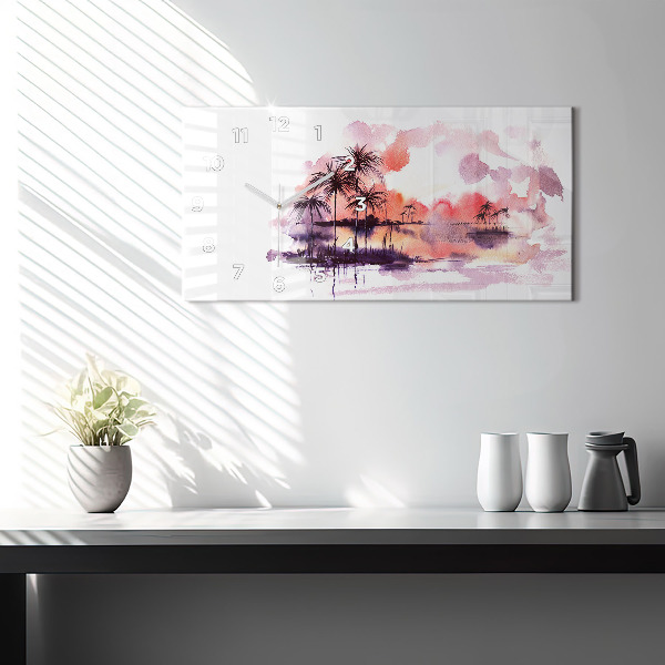 Zegar ścienny poziomy Tropikalny Krajobraz