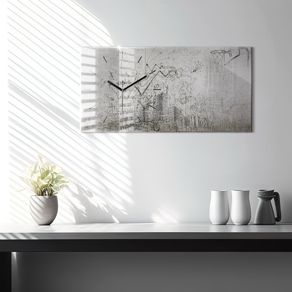 Zegar ścienny poziomy Szkic Miasta