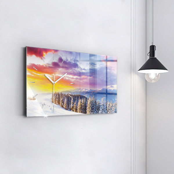 Zegar ścienny poziomy Zimowy górski Krajobraz