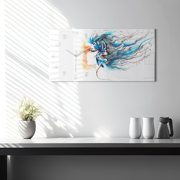 Zegar ścienny poziomy Ilustracja słuchawki