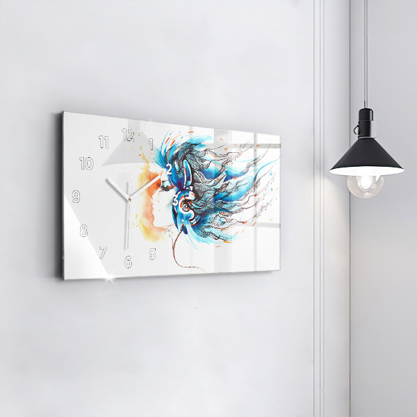 Zegar ścienny poziomy Ilustracja słuchawki