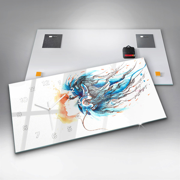 Zegar ścienny poziomy Ilustracja słuchawki