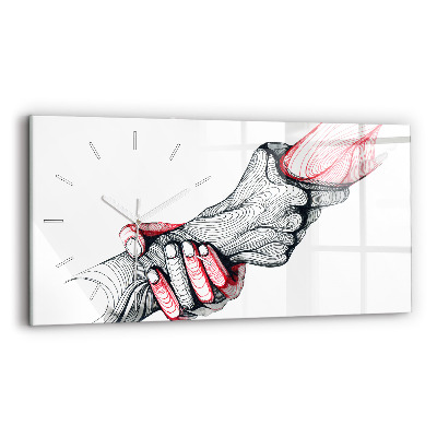 Zegar ścienny poziomy Trzymające się Ręce