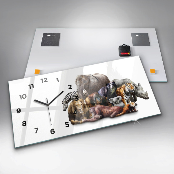 Zegar ścienny poziomy Dzikie zwierzęta