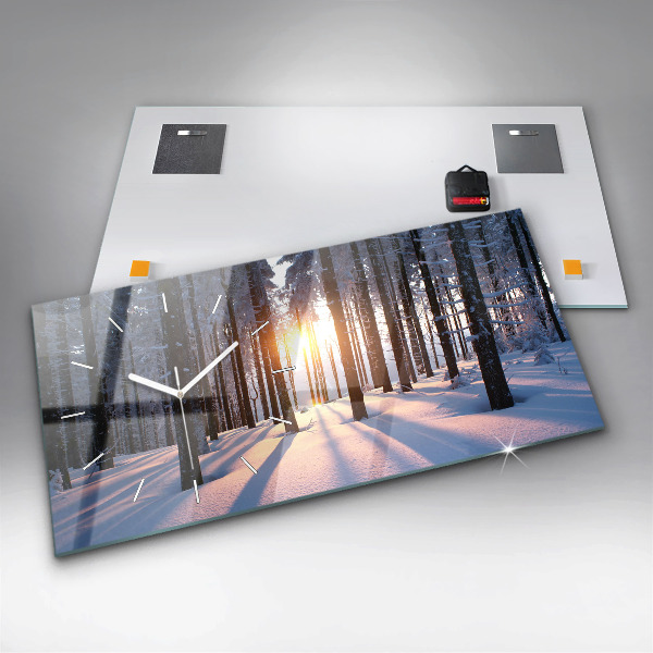 Zegar ścienny poziomy Zachód słońca Las