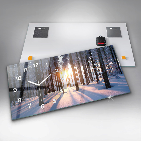 Zegar ścienny poziomy Zachód słońca Las