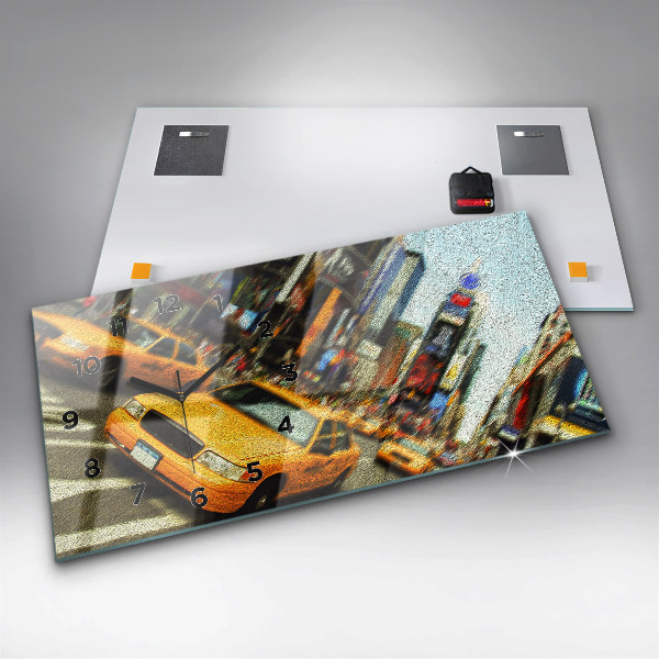 Zegar szklany poziomy New York City taksówki