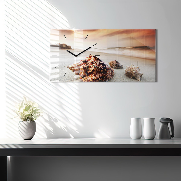 Zegar ścienny poziomy Muszla na plaży