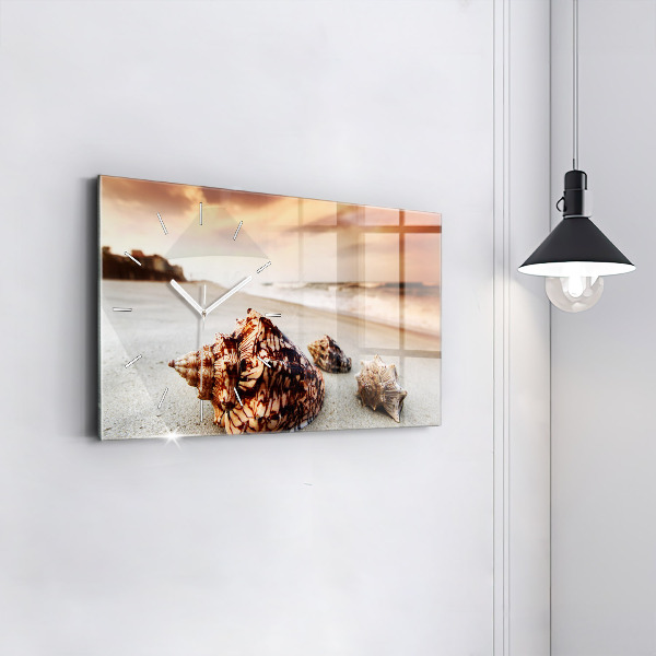 Zegar ścienny poziomy Muszla na plaży