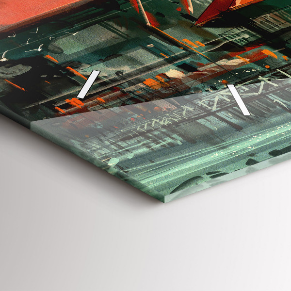 Zegar szklany poziomy Wioska rybacka