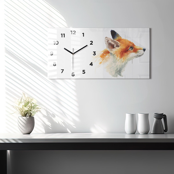 Zegar szklany poziomy Akwarelowy młody lisek