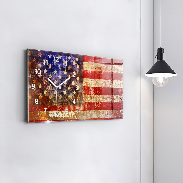 Zegar szklany poziomy Flaga USA w stylu vintage