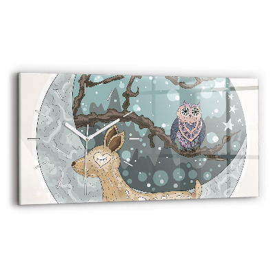 Zegar szklany poziomy Nocne zwierzęta Księżyc
