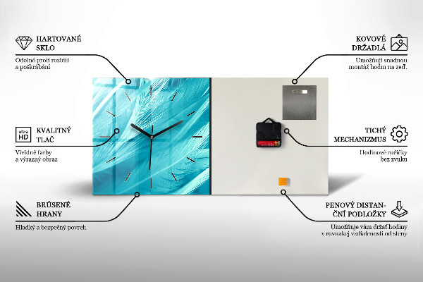 Zegar szklany poziomy Ptak Ara Kolorowe Skrzydła