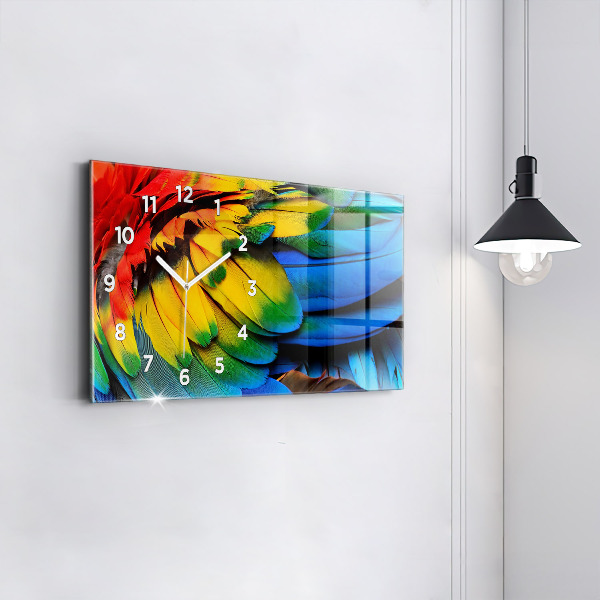 Zegar szklany poziomy Ptak Ara Kolorowe Skrzydła