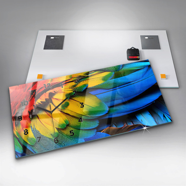Zegar szklany poziomy Ptak Ara Kolorowe Skrzydła