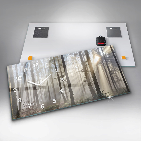 Zegar szklany poziomy Las we mgle
