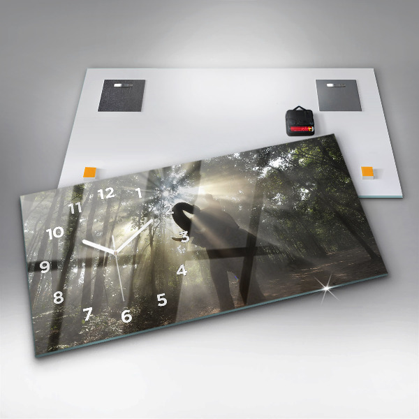 Zegar szklany poziomy Słoń W Dżungli