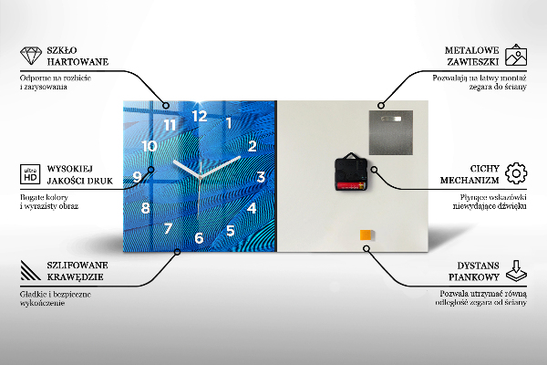 Zegar szklany poziomy Malowane zwierzęta słonie