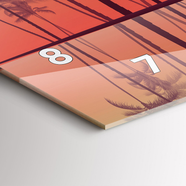 Zegar szklany poziomy Tropikalne palmy