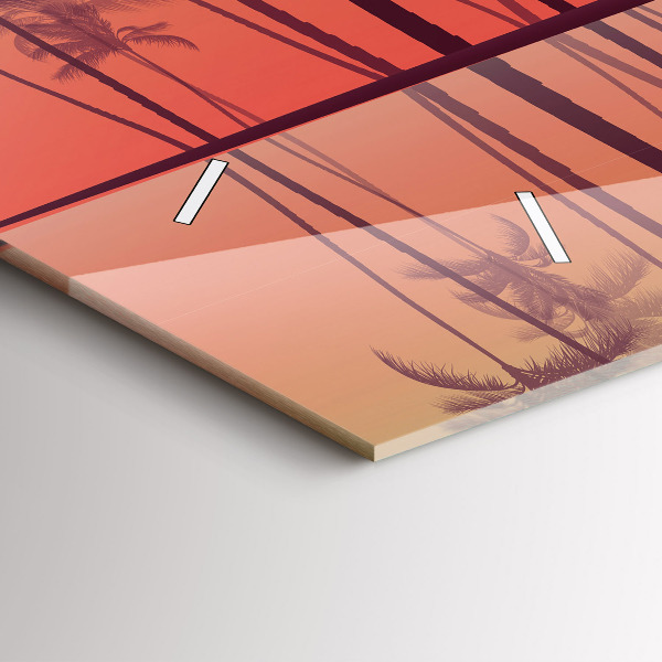 Zegar szklany poziomy Tropikalne palmy